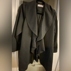 Calvin Klein ruffle open front 3/4 sleeve Blazer/Jacket black